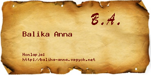 Balika Anna névjegykártya