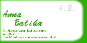 anna balika business card